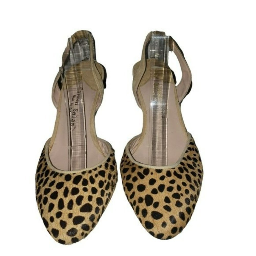 Carmen Salas Calf hair Sling Back Leopard Heels SZ 38 (US 7-7.5) Anthropologie - Picture 3 of 11